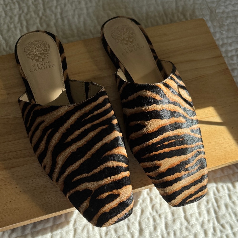 Vince Camuto Zebra Stripe Mules